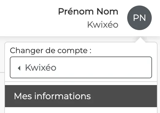 Accès au menu « Mes informations » dans Kwixéo