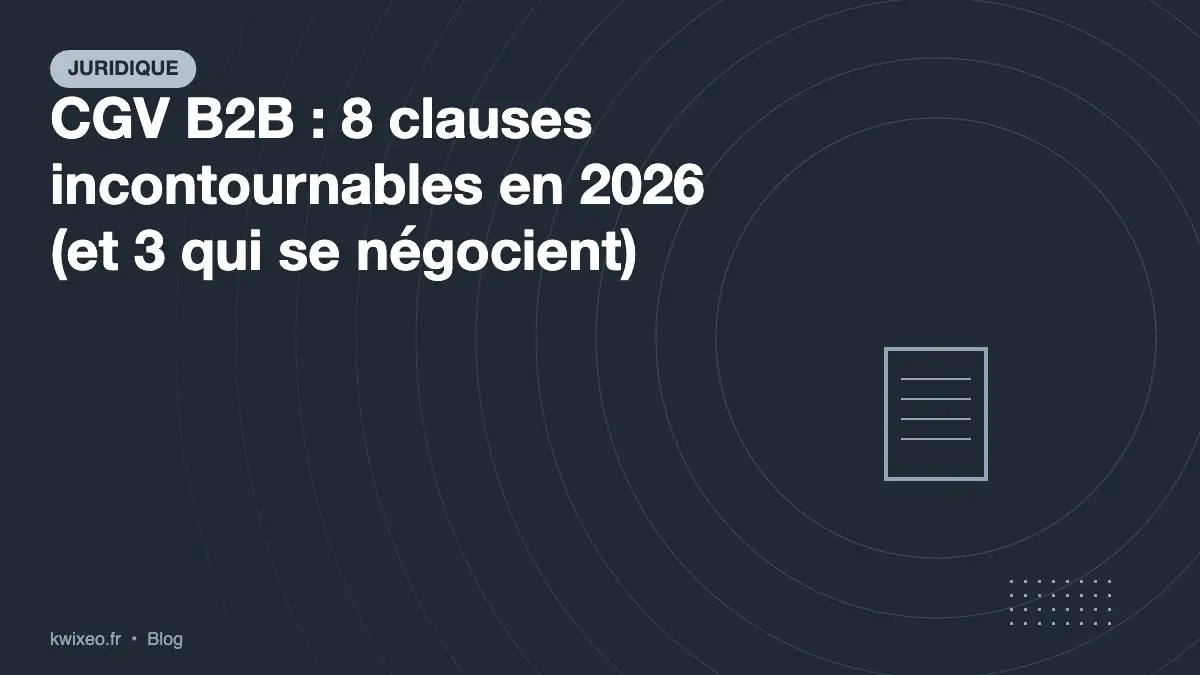 CGV B2B 2026 : 8 clauses incontournables et 3 clauses négociables