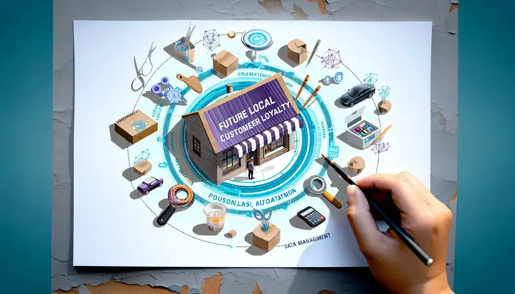 Artisan et mécanicien en boutique utilisant une tablette affichant un tableau de bord CRM, avec un client au comptoir et un véhicule dans l'atelier.